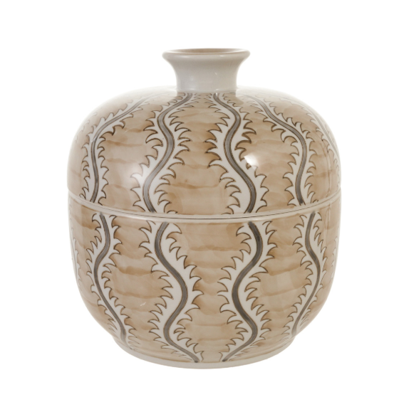 Tan & Grey Decorative Hand-Painted Stoneware Jars