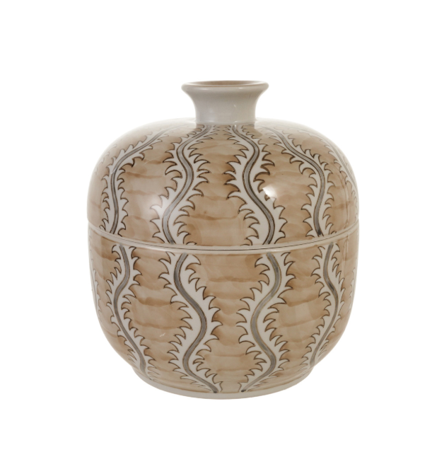 Tan & Grey Decorative Hand-Painted Stoneware Jars