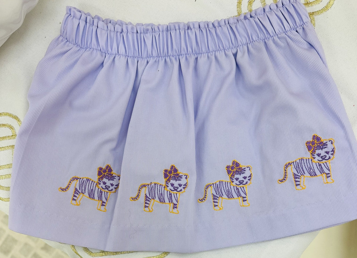 Lavender LSU Tiger Embroidered Skirt