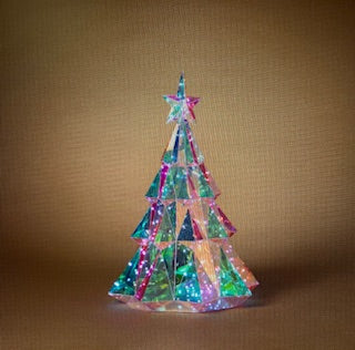 25.6"H USB Electric RGB Lighted Holographic Holiday Tree with Remote Control