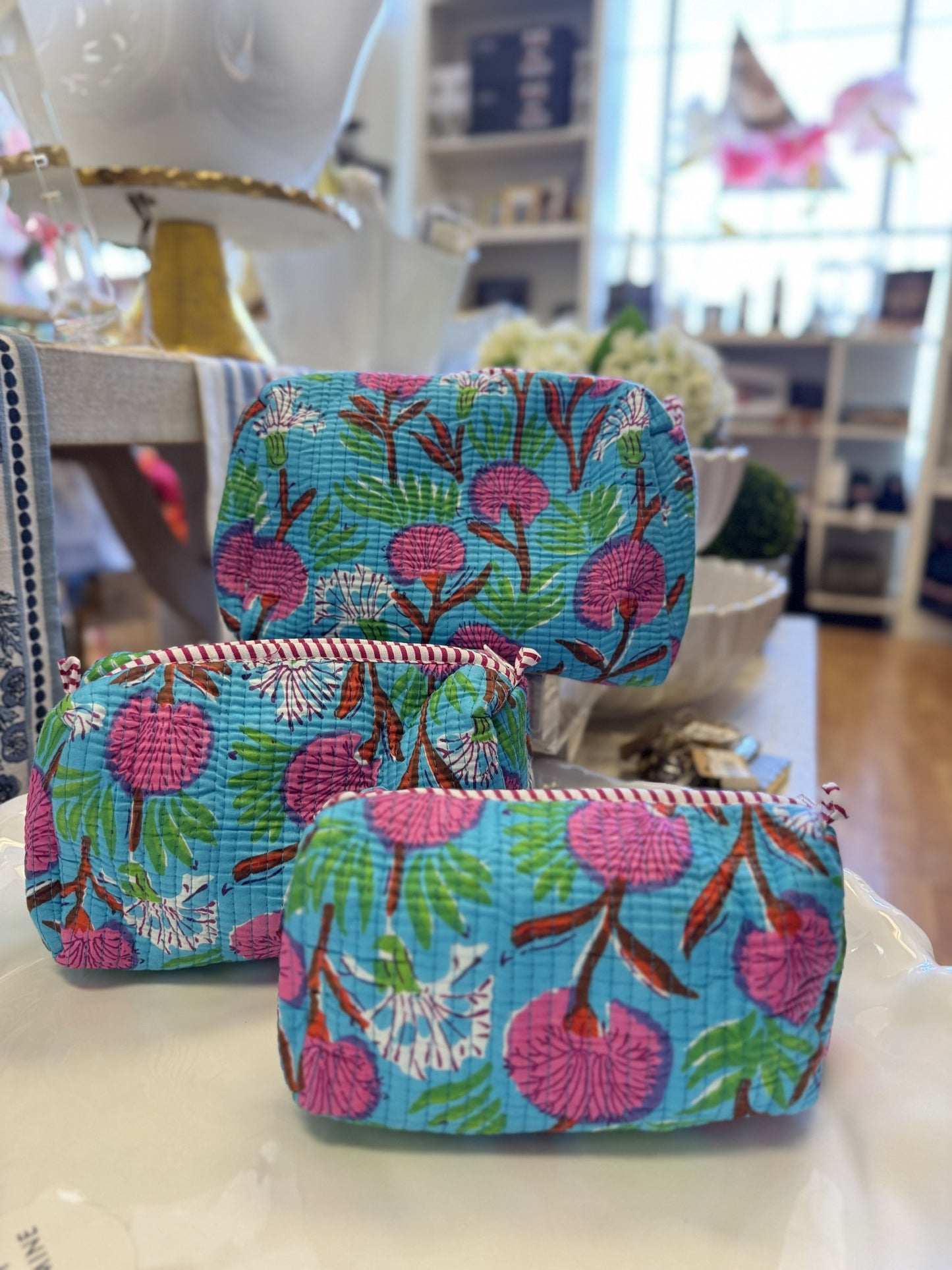 Set of 3 Quilted Cosmetic Bags