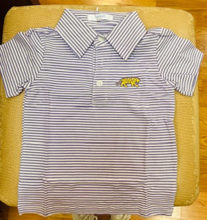 Purple Stripe Tiger Embroidered Polo w/ Collar