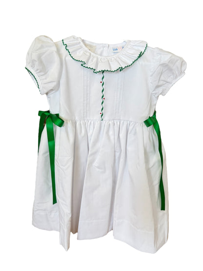 Girls White and Green Natalie Dress