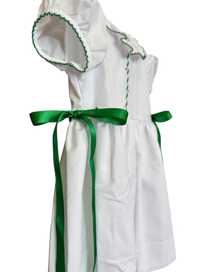 Girls White and Green Natalie Dress
