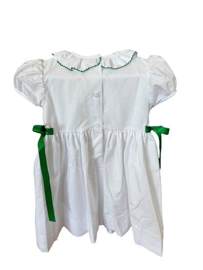 Girls White and Green Natalie Dress