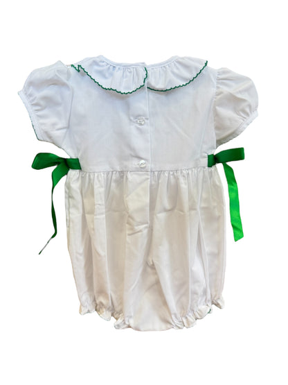 White Scalloped Bubble with Green Ruffles