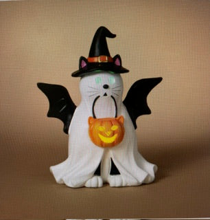 18.1"H Lighted Magnesium Halloween Cat W/ Moving Eyes