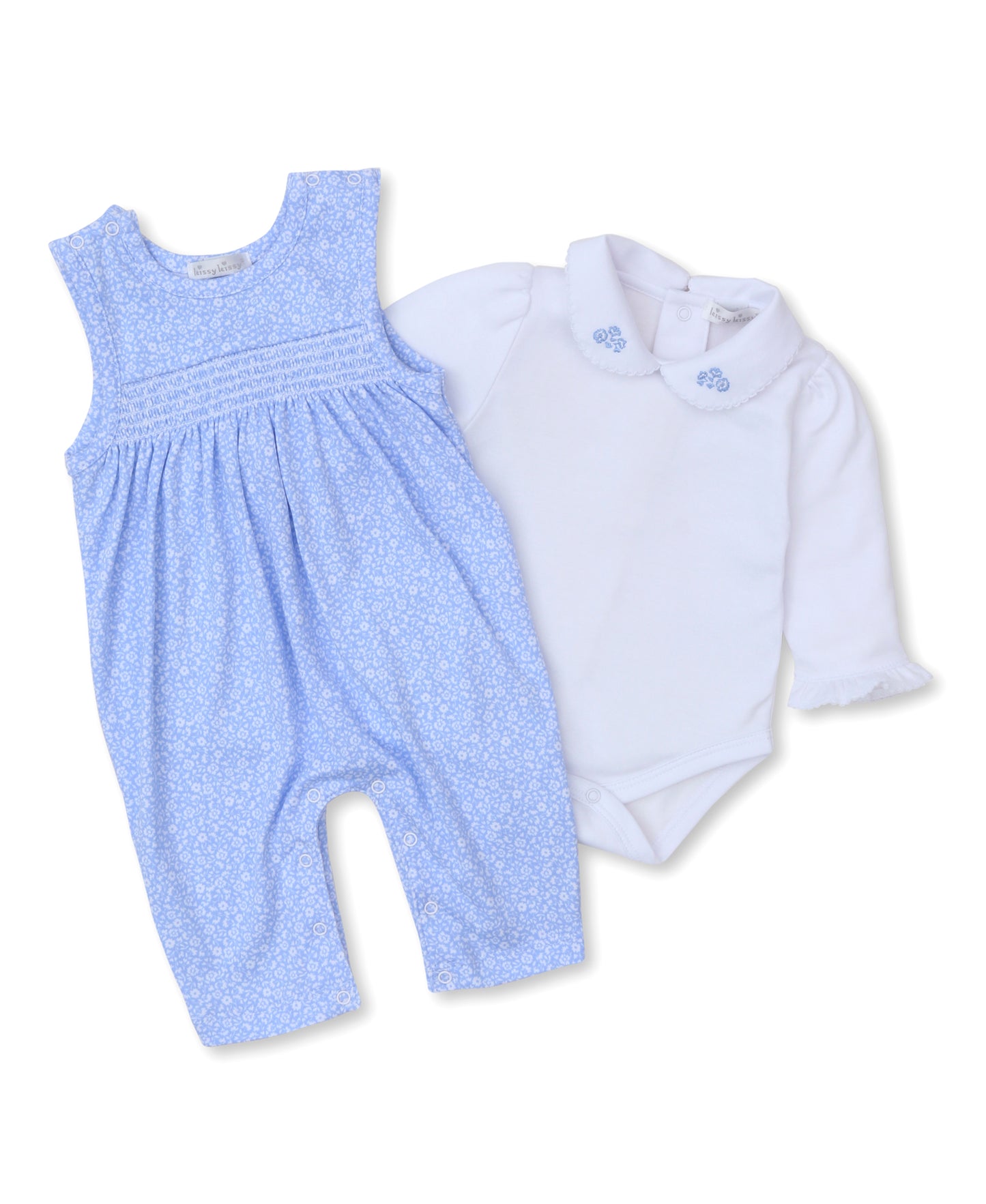 Kissy Kissy Smocked Overall Set