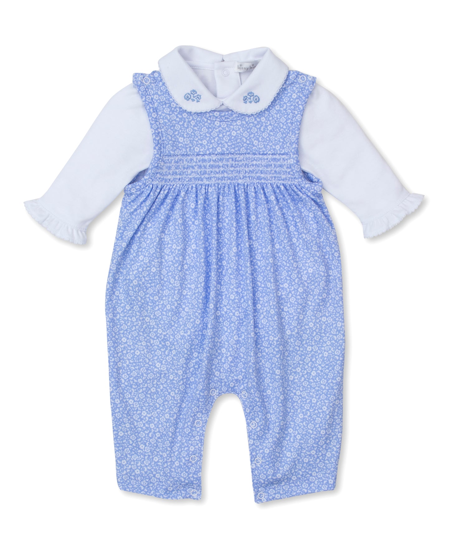 Kissy Kissy Smocked Overall Set