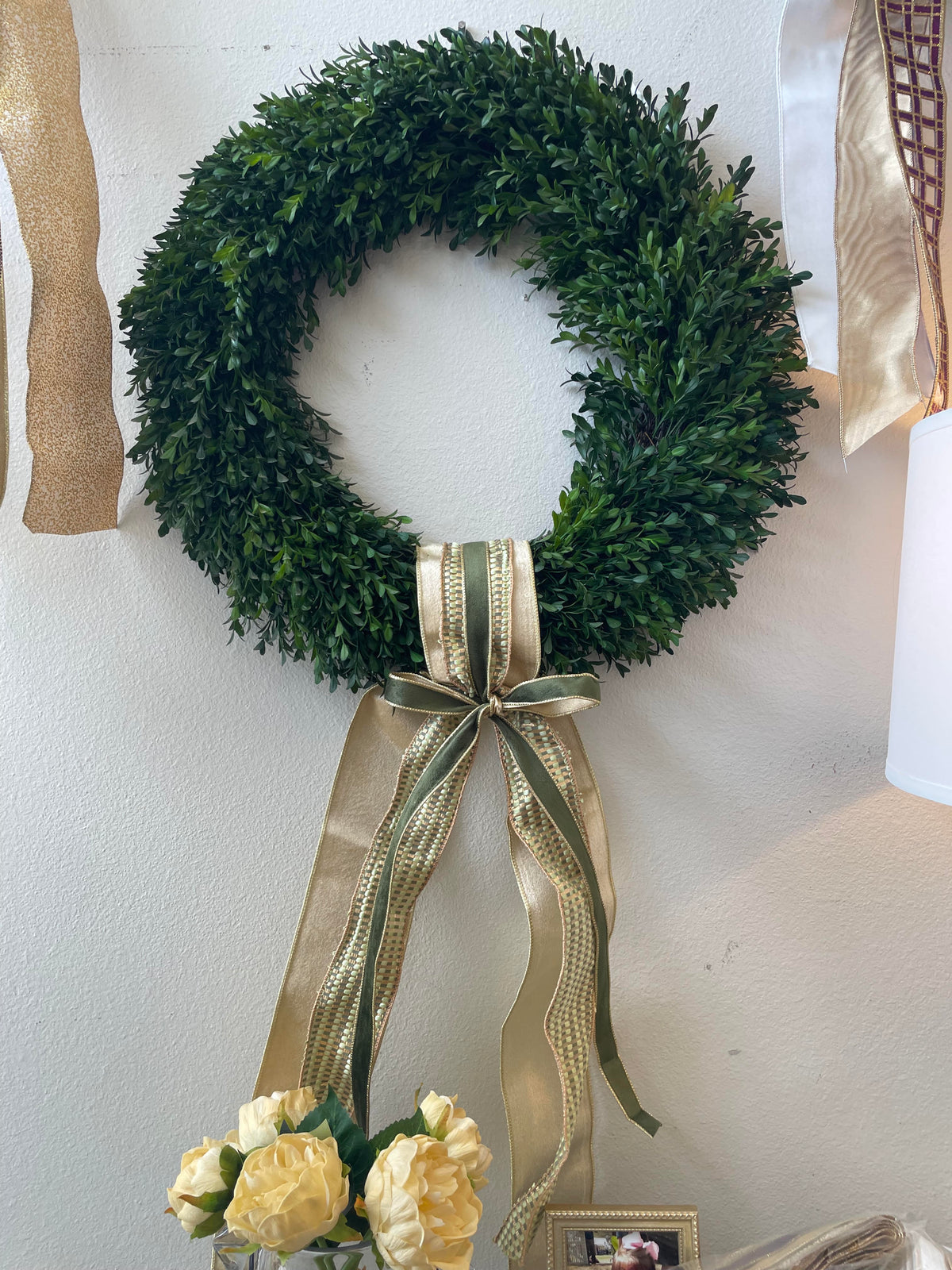 2 Yds Fall Ribbon Pack - Green and Gold Woven and Green Velvet on Gold Velvet
