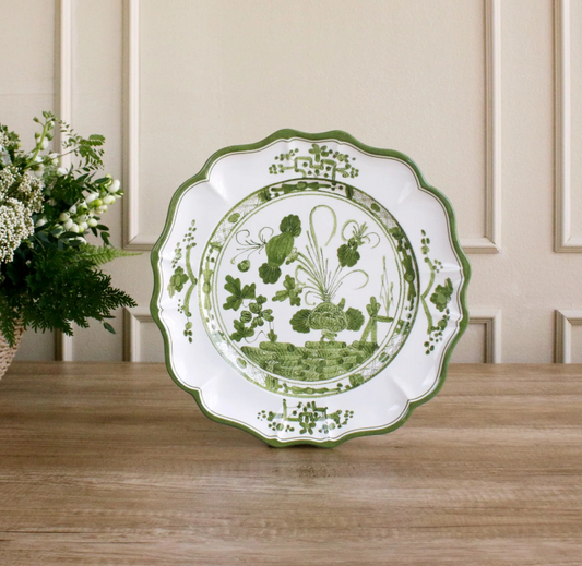 VIDA Faenza Round Platter | Charger (Green and White)