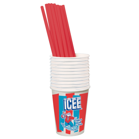 ICEE Paper Cups and Plastic Straws (Set of 20)