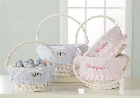 Baby White Easter Baskets (collapsible handle)