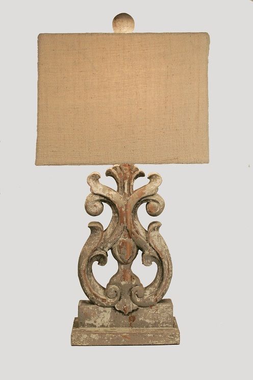 Beautiful hand carved wooden lamp