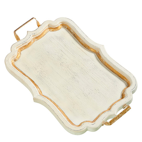 23.5" Distressed White with Gold Tray