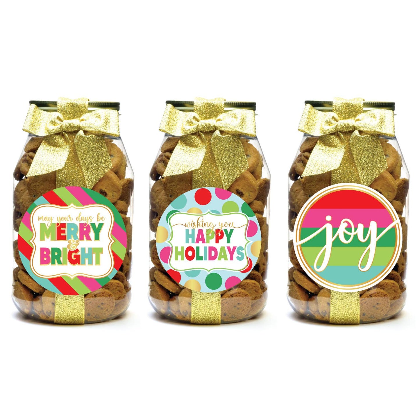 Gold Holiday Chocolate Chip Cookies Quart Jar