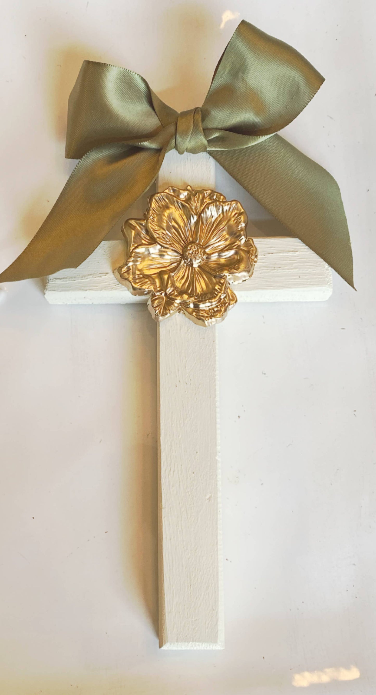 Gold Gilded Southern Magnolia Wooden Cross