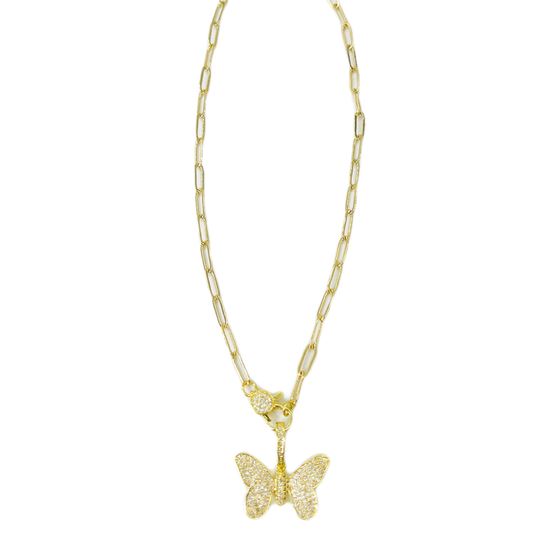 Diamond Butterfly Clip Necklace