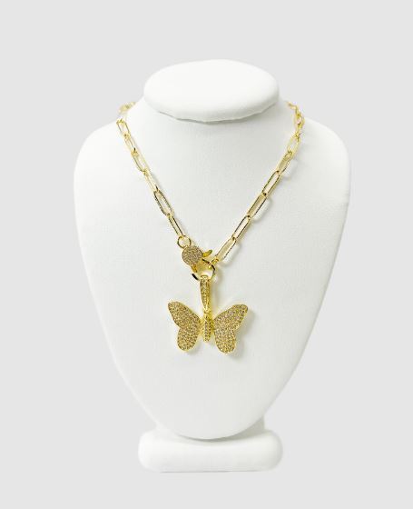 Diamond Butterfly Clip Necklace