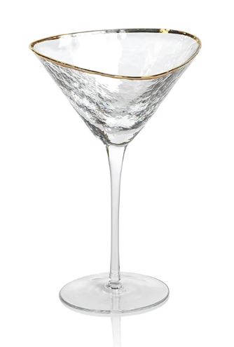 Aperitivo Triangular Martini Glass Clear w/ Gold Rim