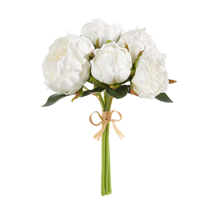11" Real Touch White Peony Bundle
