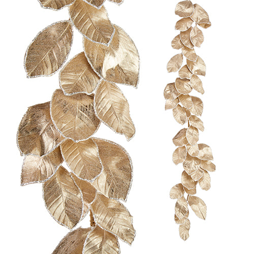 Gold Glittered Leaf Garland (4')