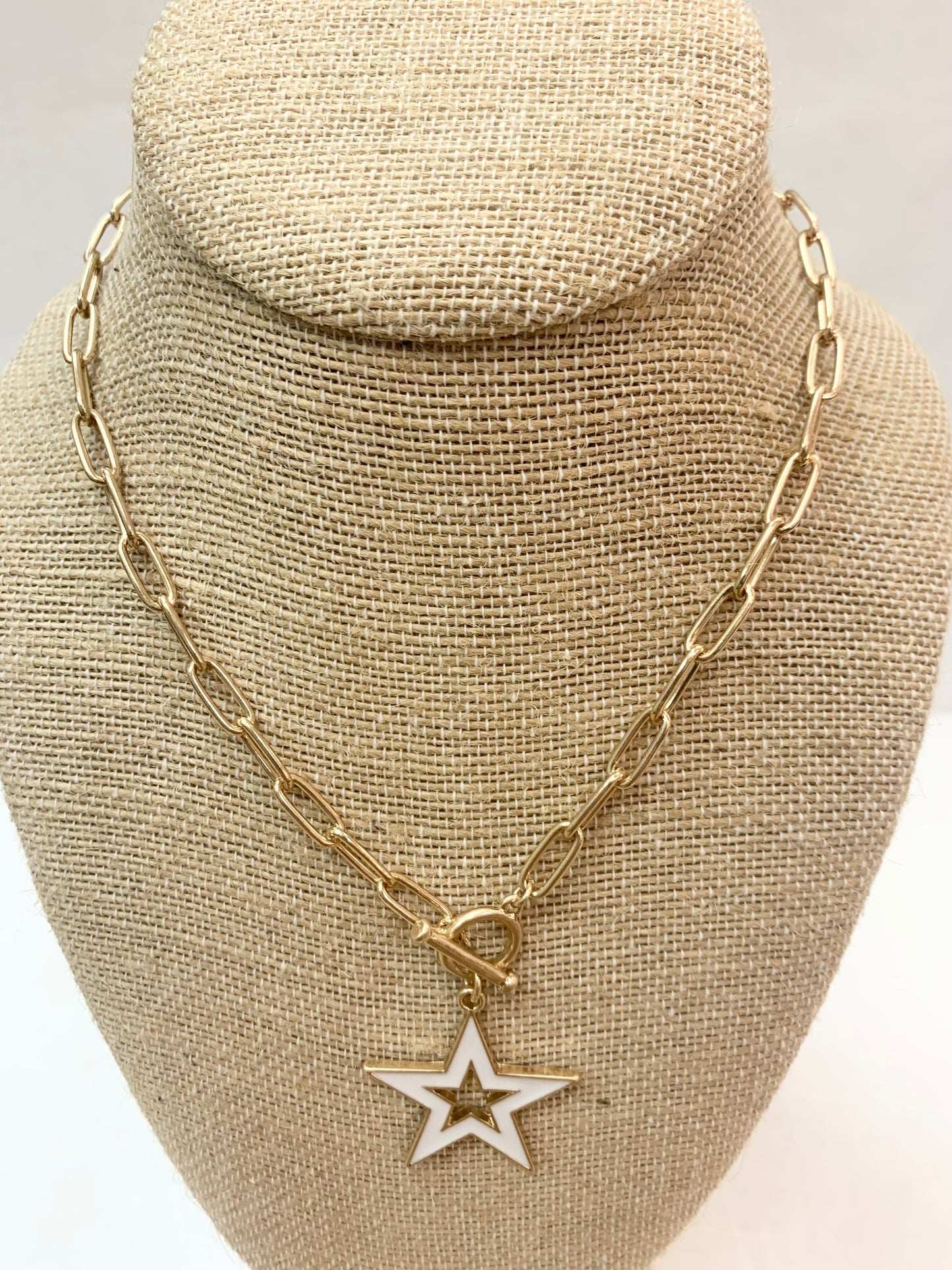 Gold Chain White Star Necklace