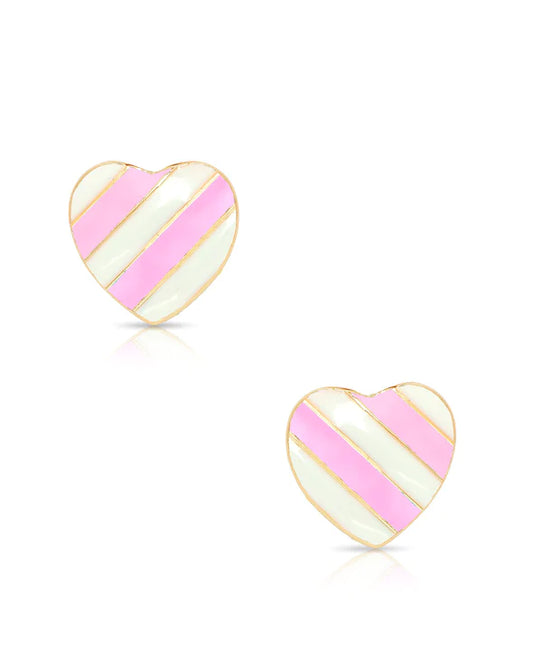 Striped Heart Stud Earrings