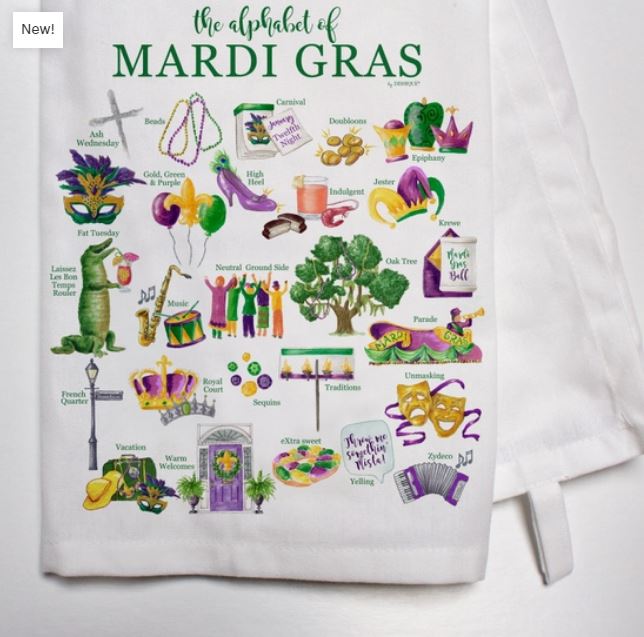 Mardi Gras Alphabet Tea Towel