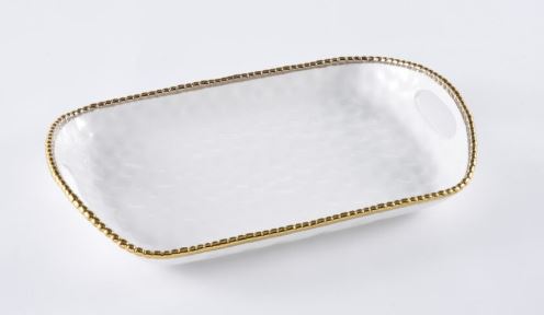 Golden Salerno Rectangular Tray with Handles