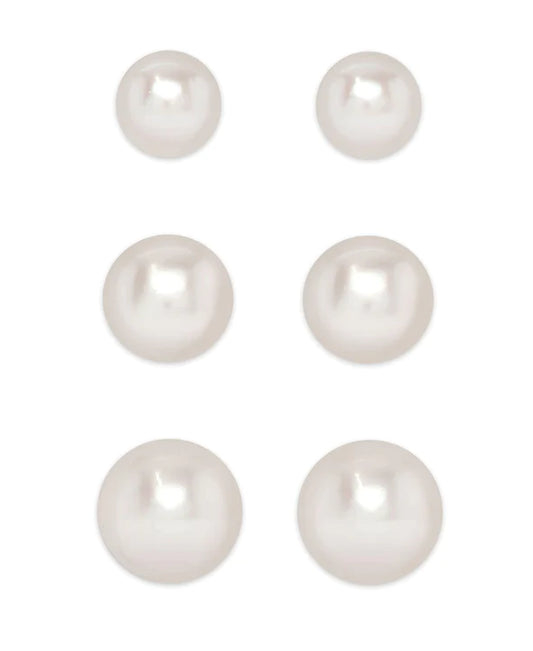 Graduated Freshwater Pearls Stud Set in Sterling Silver