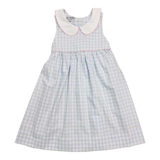 Blue Gingham with Pink Ric Rac Dress