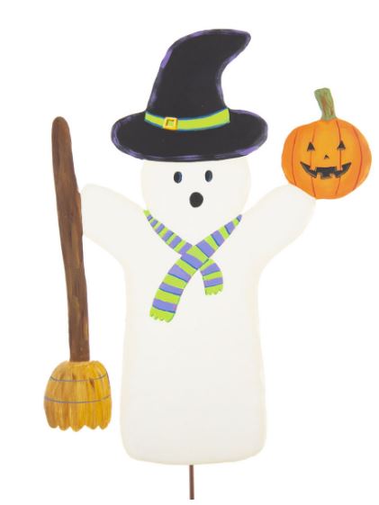 Witch Ghost with Broom Stake