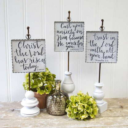 Small White Display Poles w/ Rust Stake