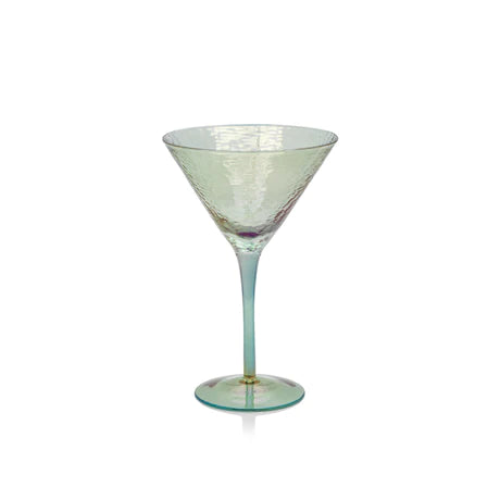 Iridescent Martini Glasses with Crystal-Filled Stems