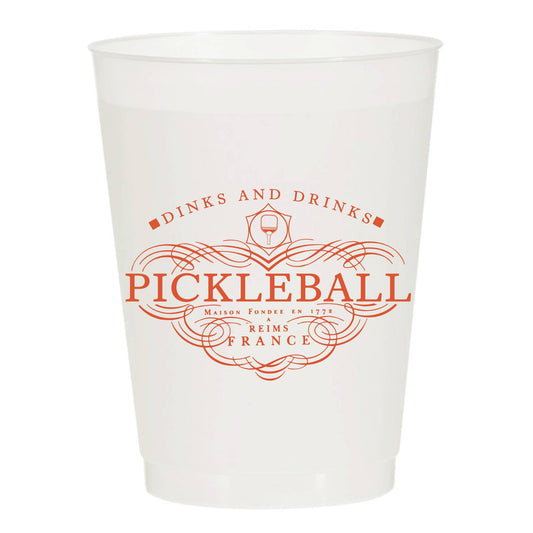 Dinks and Drinks Pickleball Champagne Frosted Cups (Pack of 6)