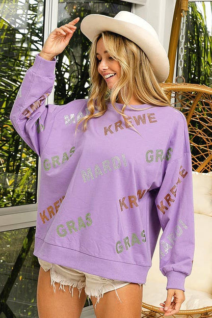 Rhinestone Mardi Gras Krewe Pullover