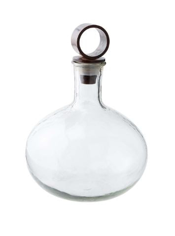 Glass Decanter & Cast Iron Ring Stopper