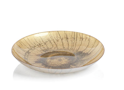 Golden Pearl Metallic Watercolor Glass Bowl