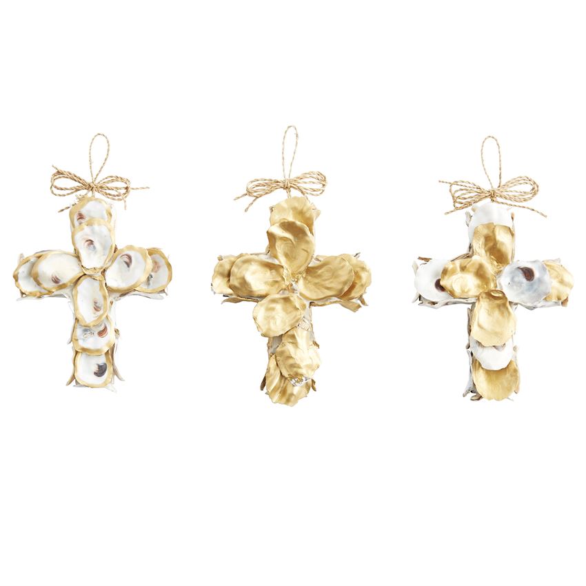 Gold Oyster Cross Ornaments