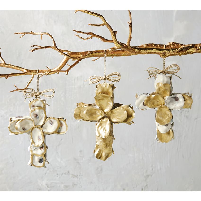 Gold Oyster Cross Ornaments