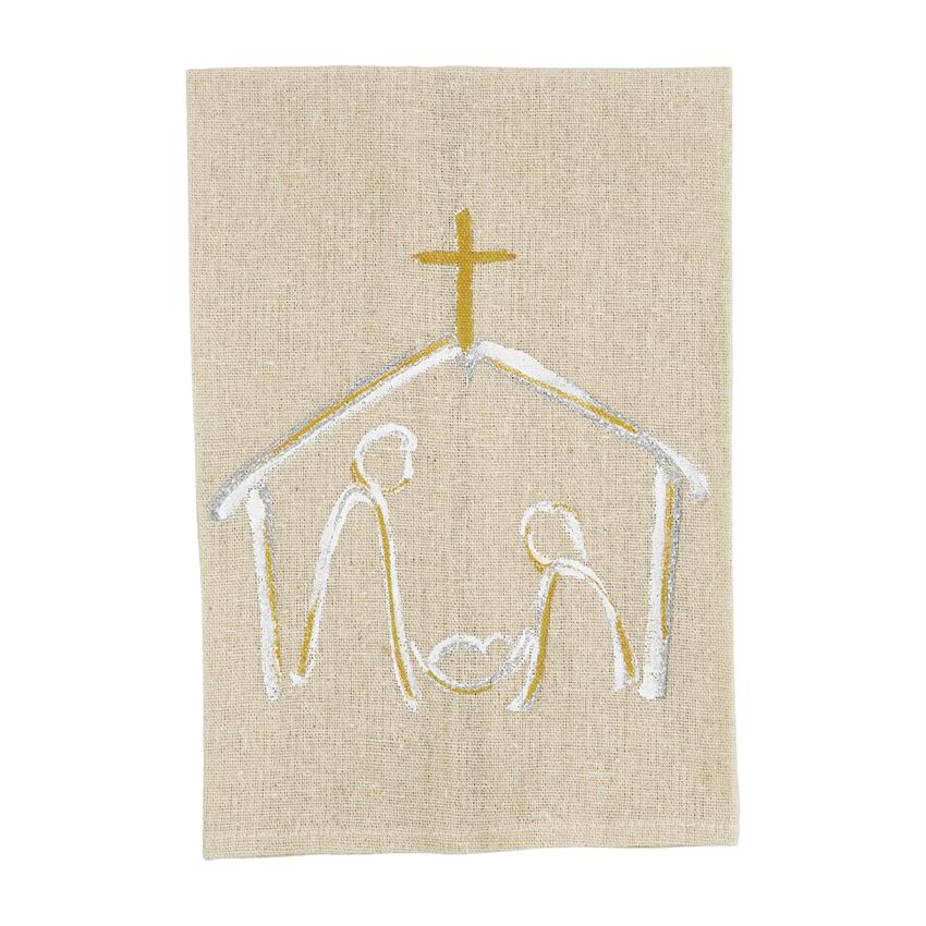 Hand Painted Gold Christmas Towels