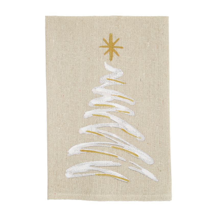 Hand Painted Gold Christmas Towels