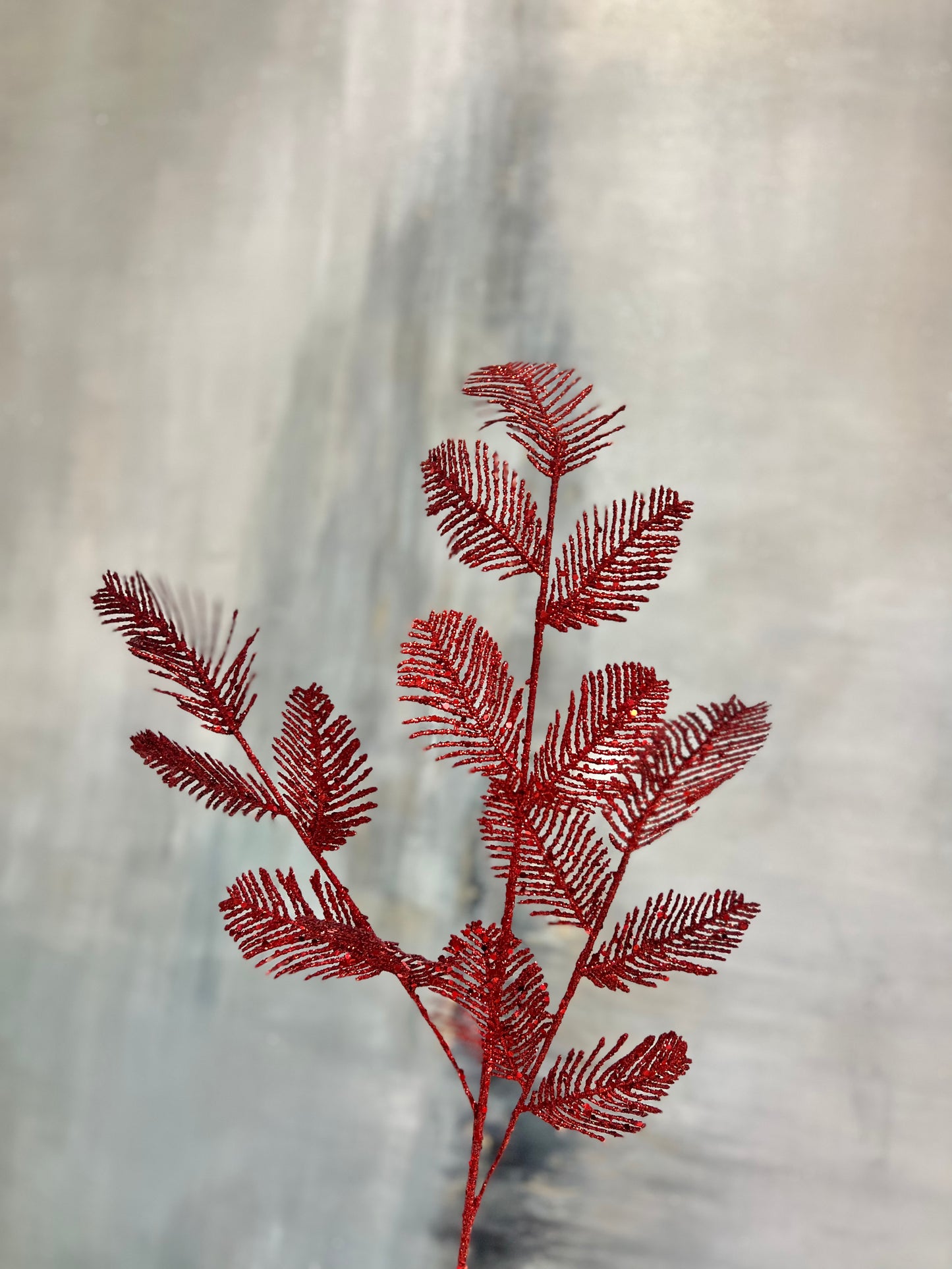 Glittered Feather Fern Pick (Red)
