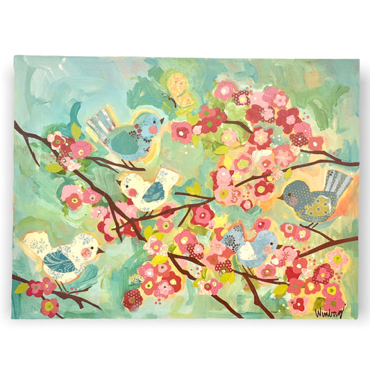 "Cherry Blossom Birdies" 24x18