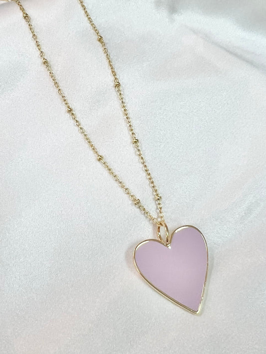 Large Purple Heart Dainty Necklace