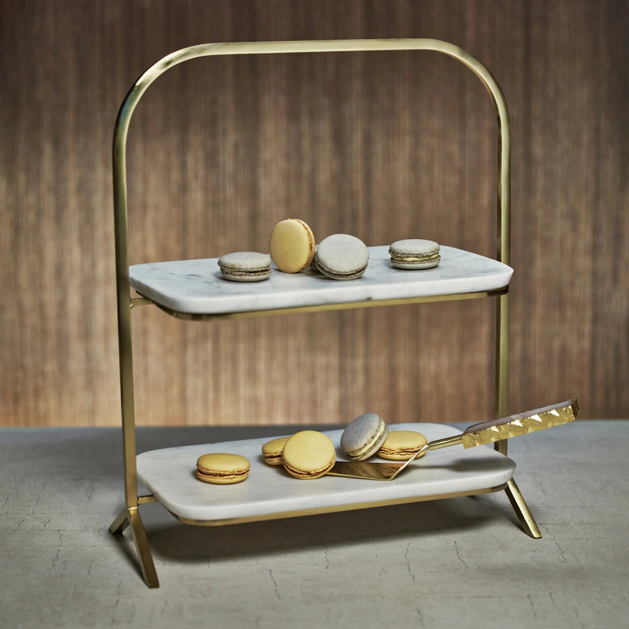 Madeleine Marble Two-Tier Stand