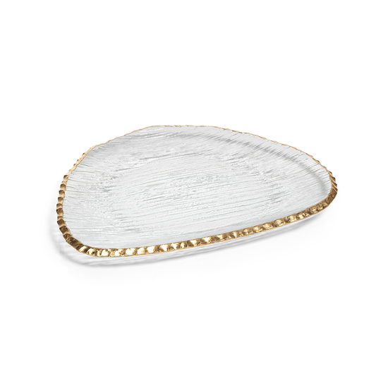 Textured Organic Shape Plate with Jagged Gold Rim