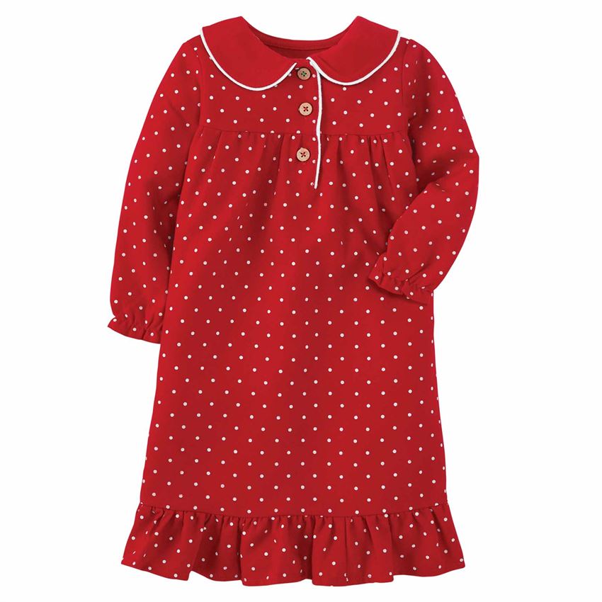 Polka Dot Flannel Gown