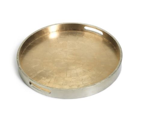 Antique Gold and Silver Round Serving Tray